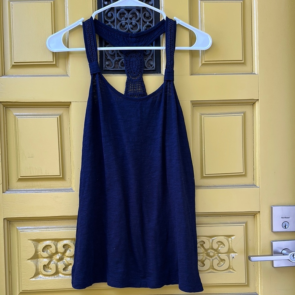 Converse Navy Top with Crochet Detail